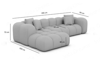 Stoff Ecksofa Formentera L-Form Blau
