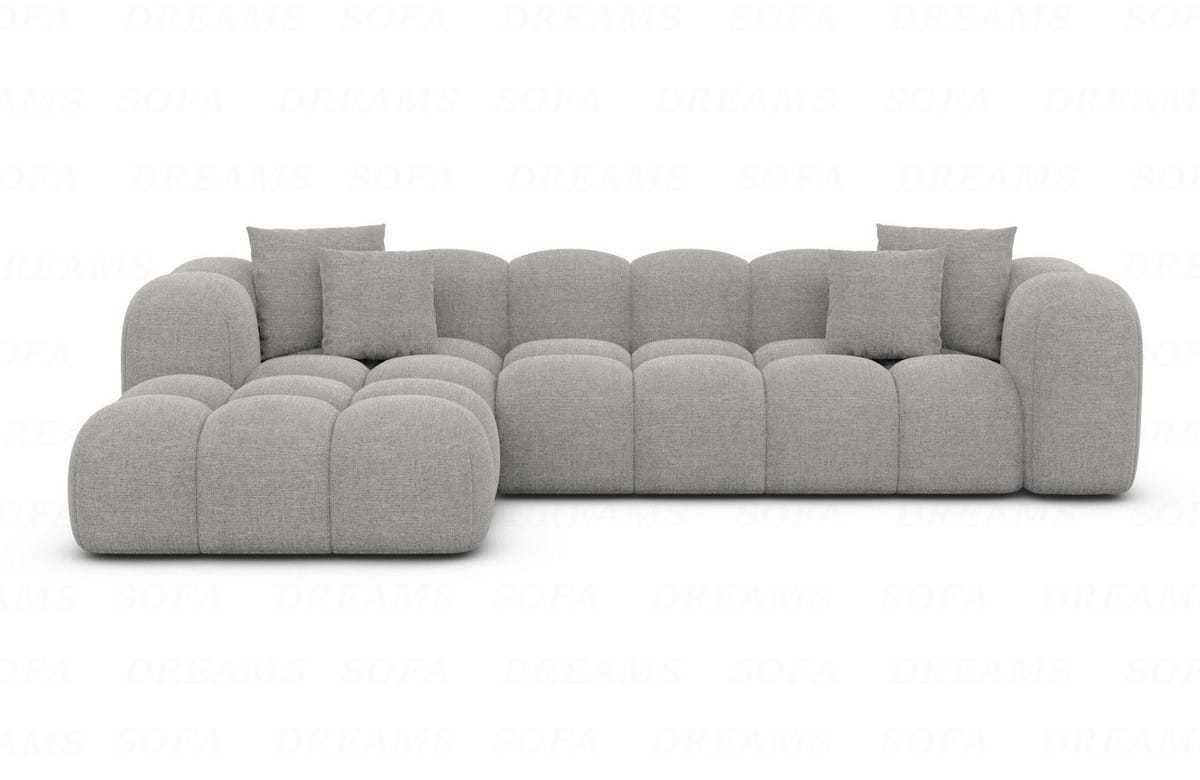 Ecksofa Formentera L-Form Kurz Stoff Hellgrau