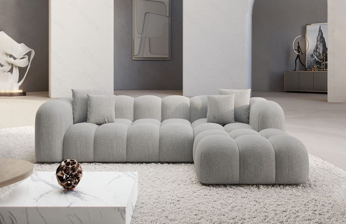 Ecksofa Formentera L-Form Kurz Stoff Hellgrau