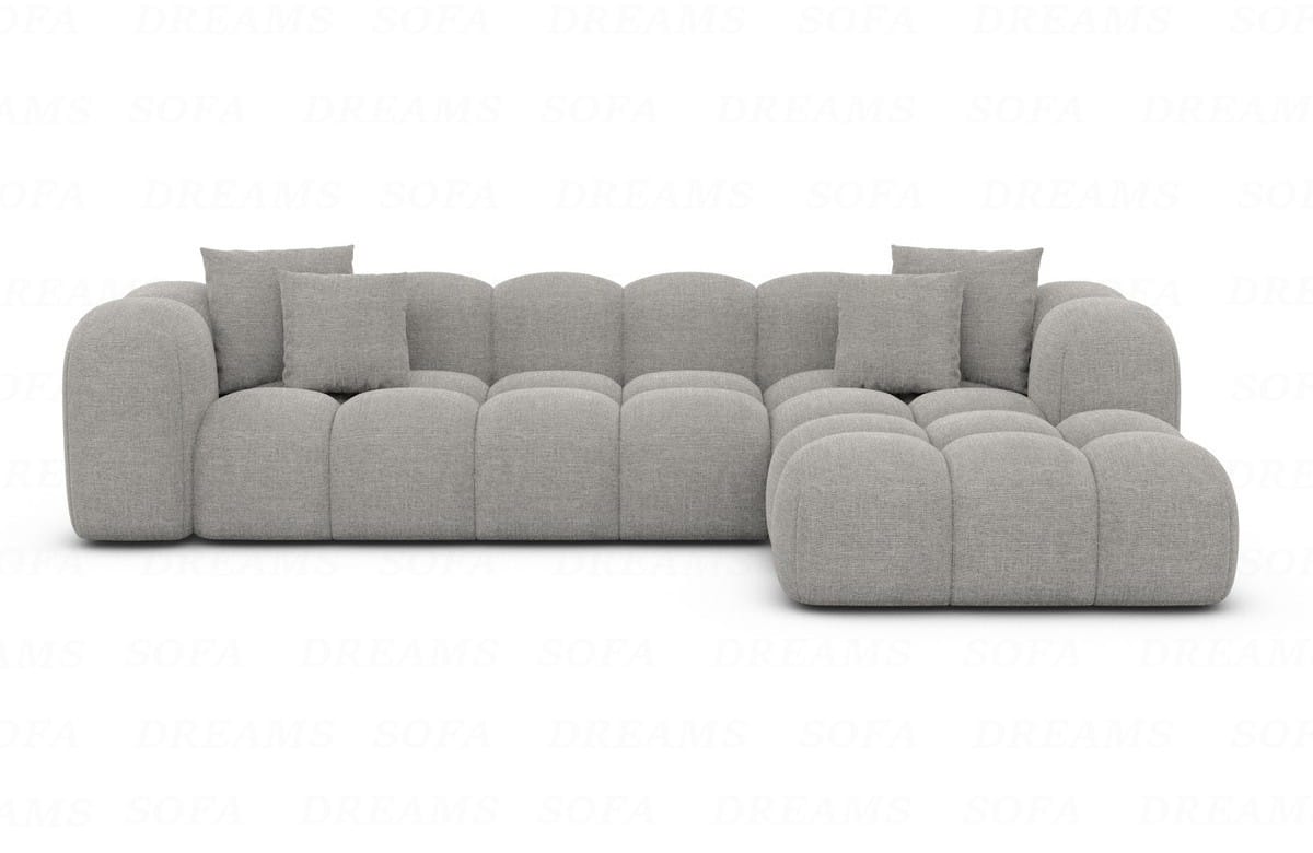 Ecksofa Formentera L-Form Kurz Stoff Hellgrau