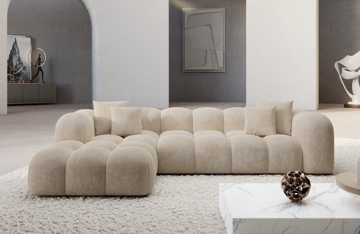 Ecksofa Formentera L-Form Kurz Stoff Beige