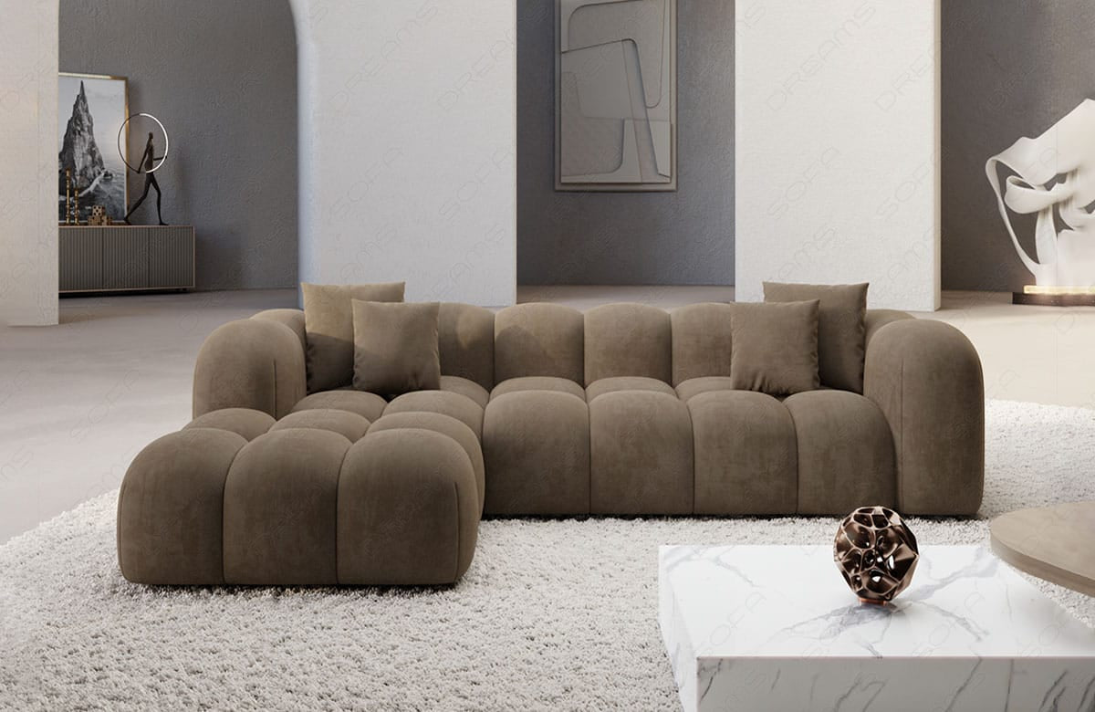 Ecksofa Formentera L-Form Kurz Stoff Braun