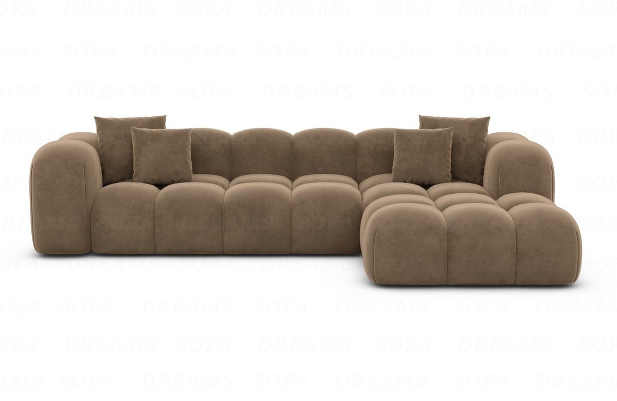 Ecksofa Formentera L-Form Kurz Stoff Braun