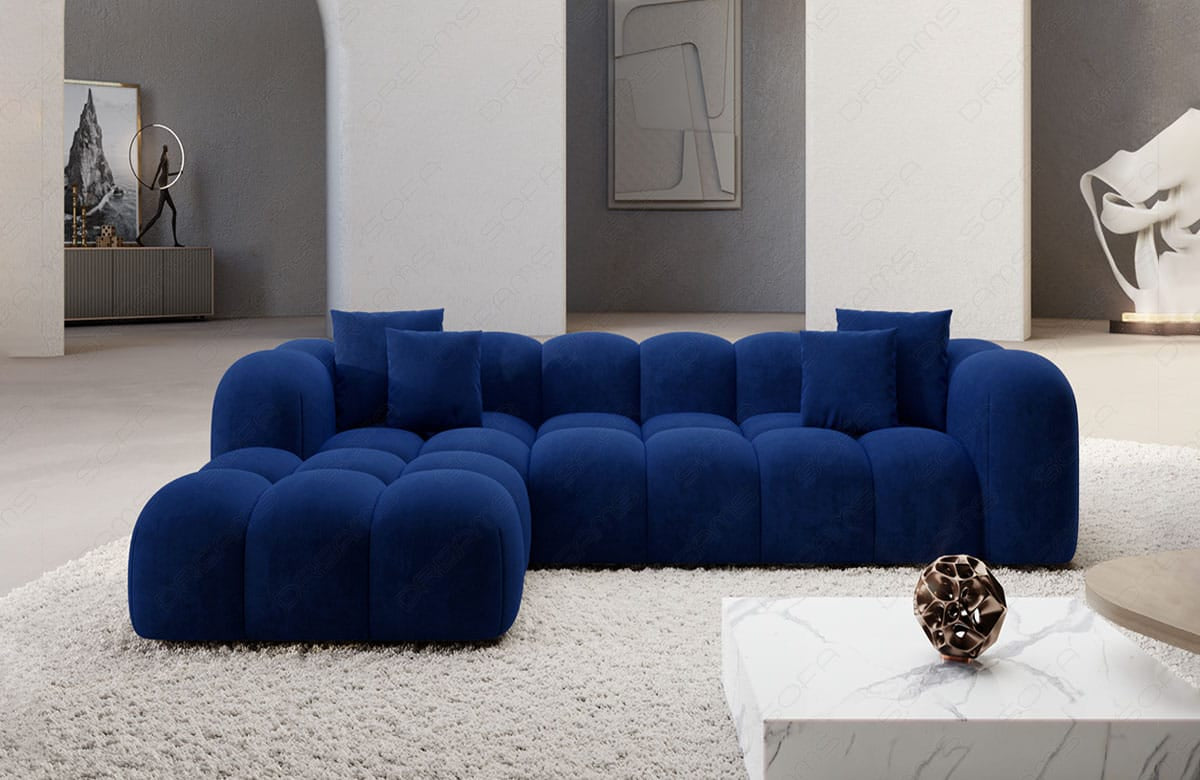 Ecksofa Formentera L-Form Kurz Stoff Dunkelblau