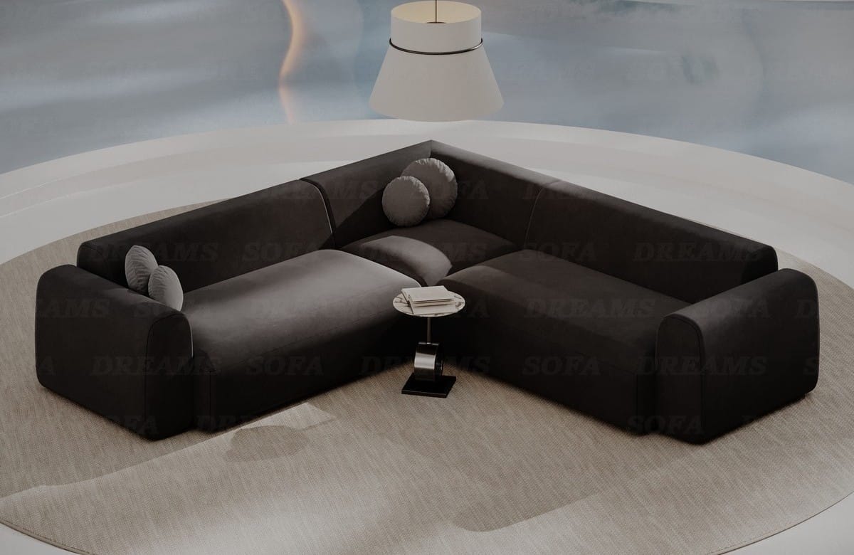 Ecksofa Cortegada L-Form Stoff Schwarz