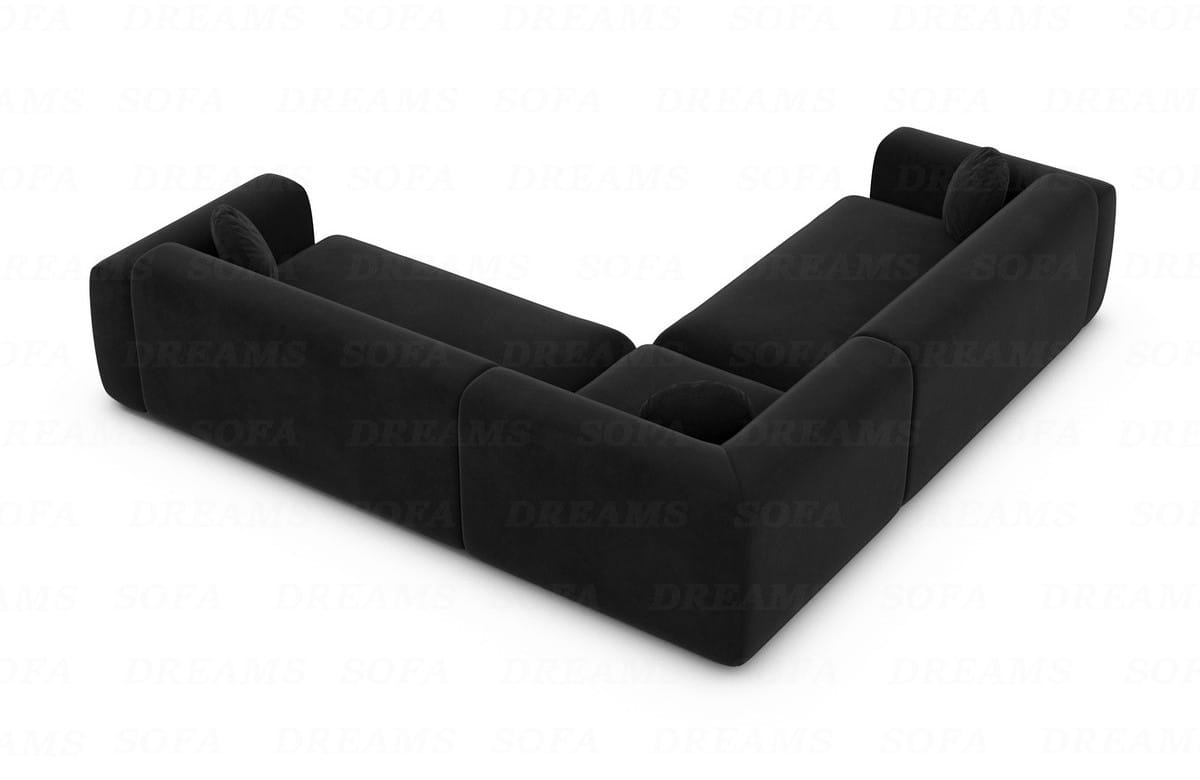 Ecksofa Cortegada L-Form Stoff Schwarz