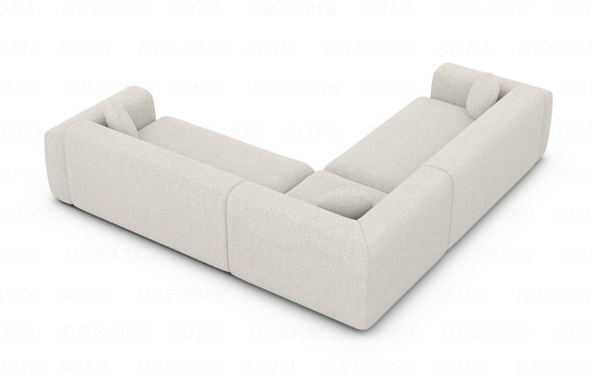 Ecksofa Cortegada L-Form aus Stoff Pearl