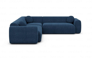 Ecksofa Cortegada L-Form aus Stoff Blau