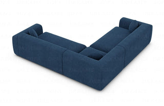 Ecksofa Cortegada L-Form aus Stoff Blau