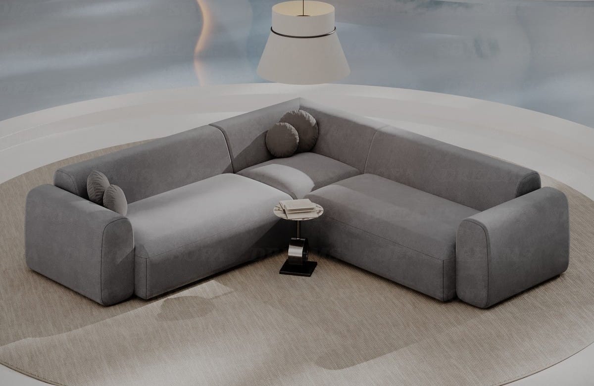Ecksofa Cortegada L-Form aus Stoff Dunkelgrau