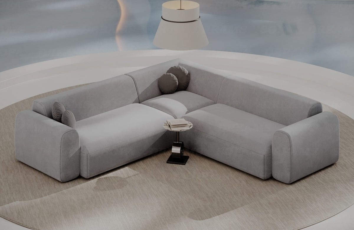 Ecksofa Cortegada L-Form Stoff Hellgrau