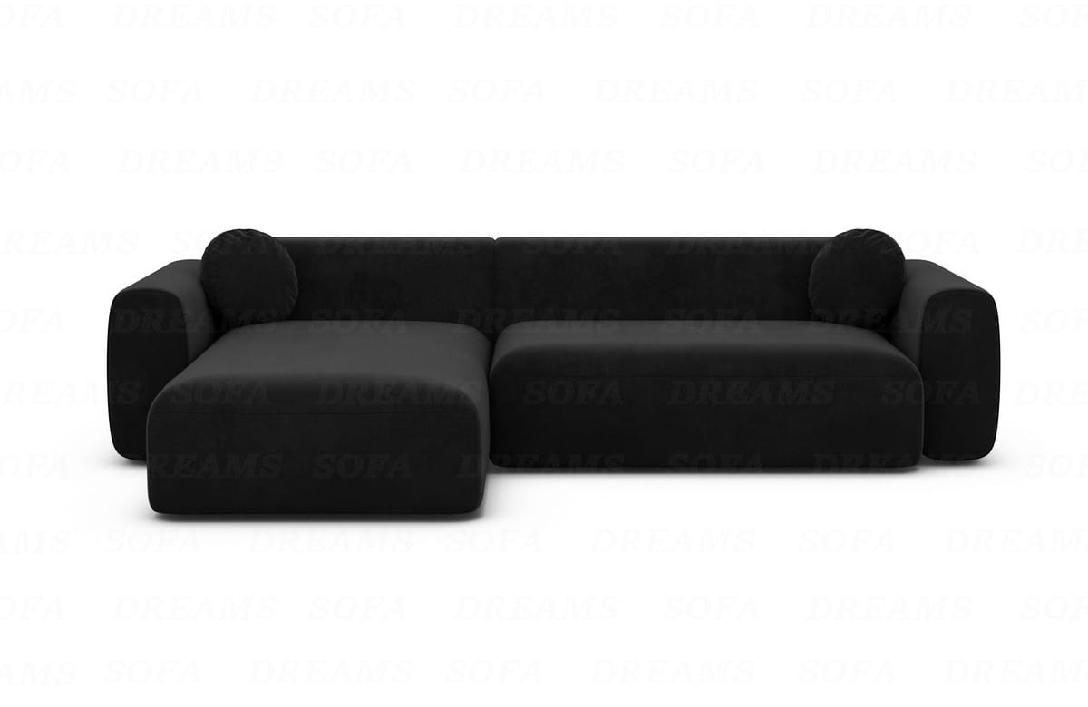 Ecksofa Cortegada L-Form aus Stoff Kurz Schwarz