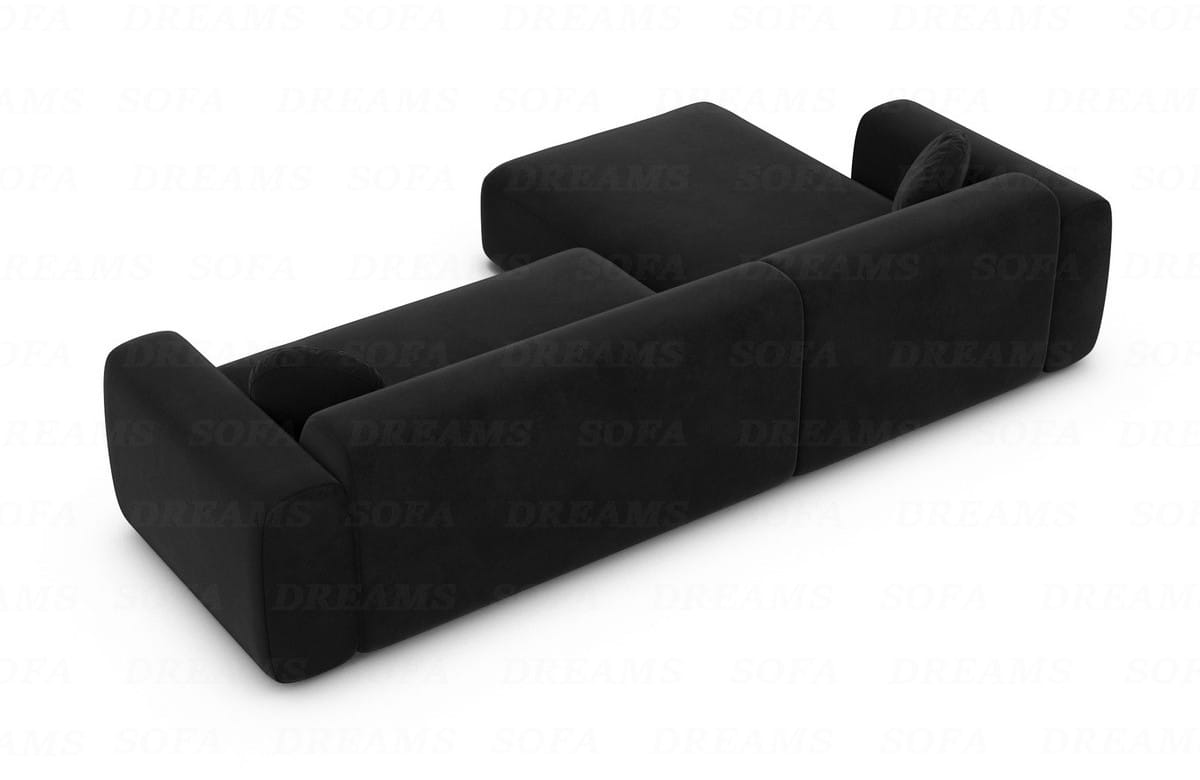 Ecksofa Cortegada L-Form aus Stoff Kurz Schwarz