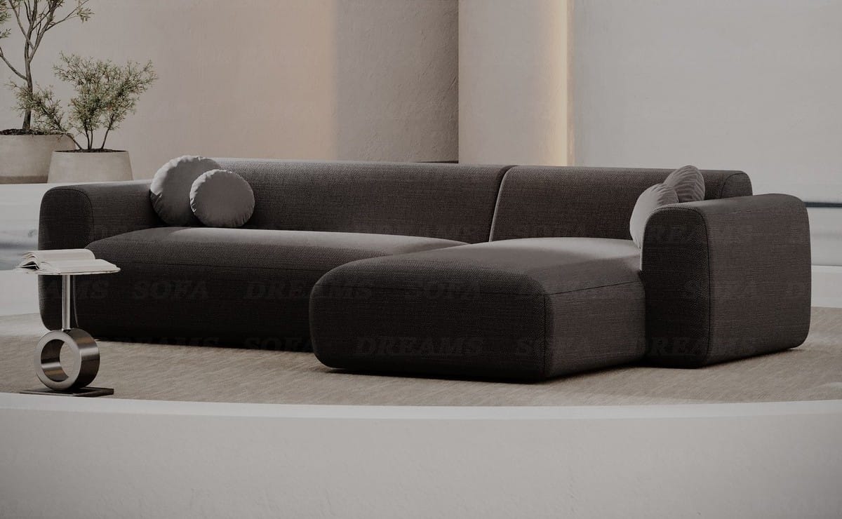 Ecksofa Cortegada L-Form aus Stoff Kurz Anthrazit