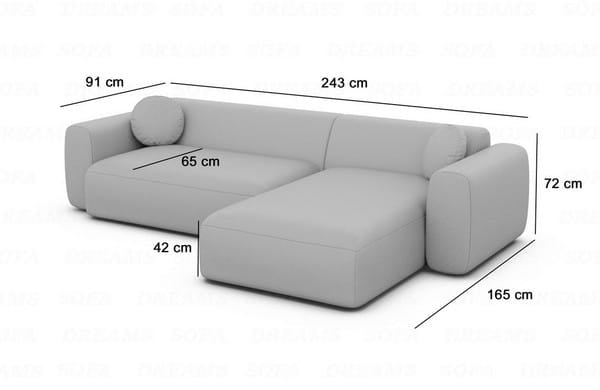 Ecksofa Cortegada L-Form aus Stoff Kurz Hellgrau