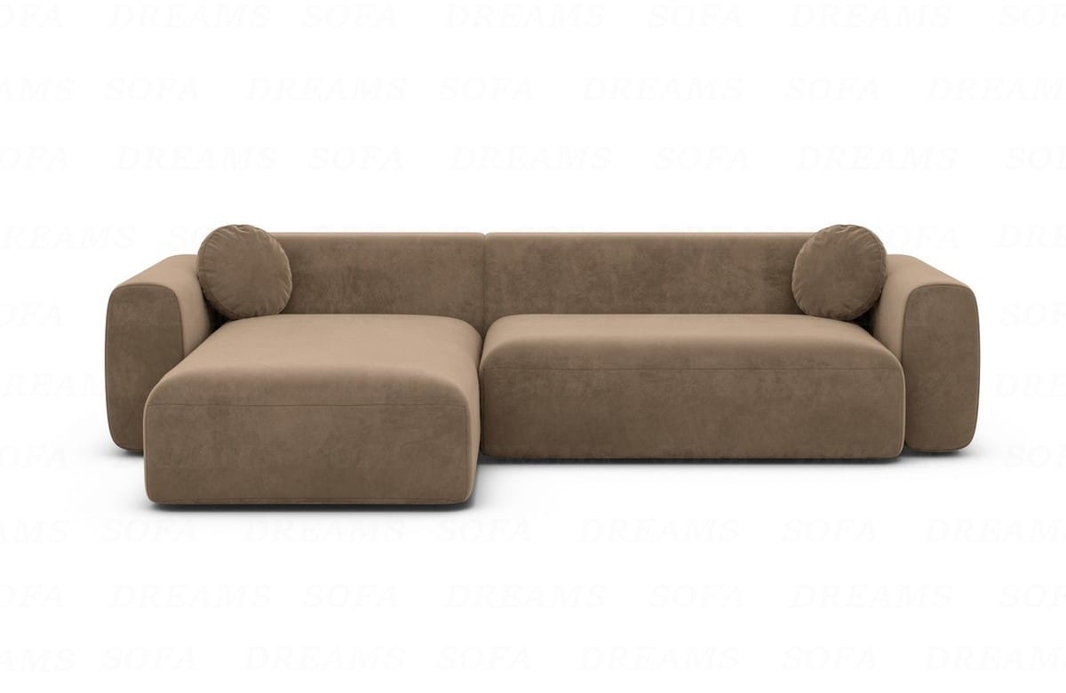 Ecksofa Cortegada L-Form aus Stoff Kurz Braun