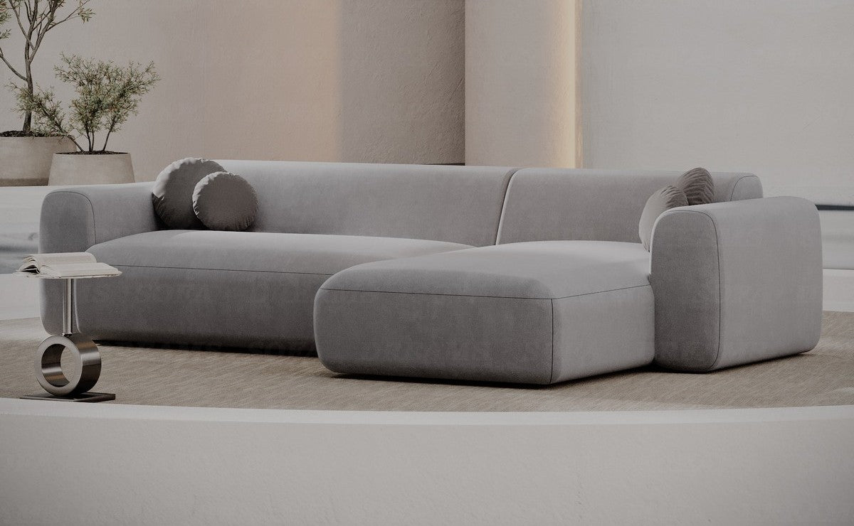 Ecksofa Cortegada L-Form Kurz Stoff Hellgrau