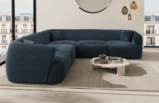 Stoff Ecksofa Tabarca L-Form Blau