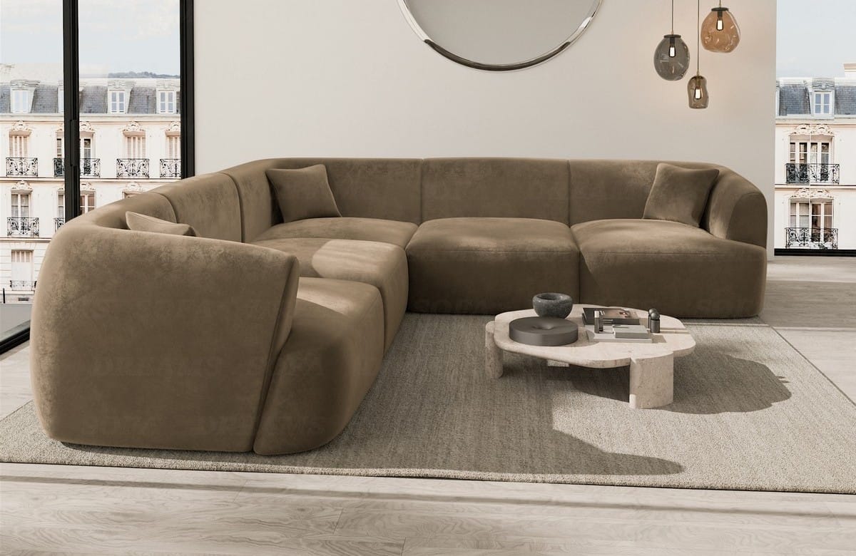 Stoff Ecksofa Tabarca L-Form Braun