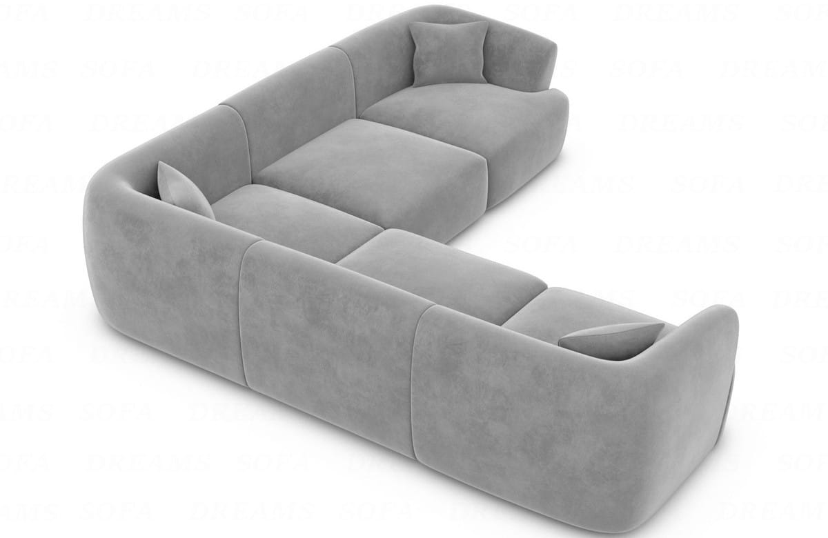 Stoff Ecksofa Tabarca L-Form Hellgrau