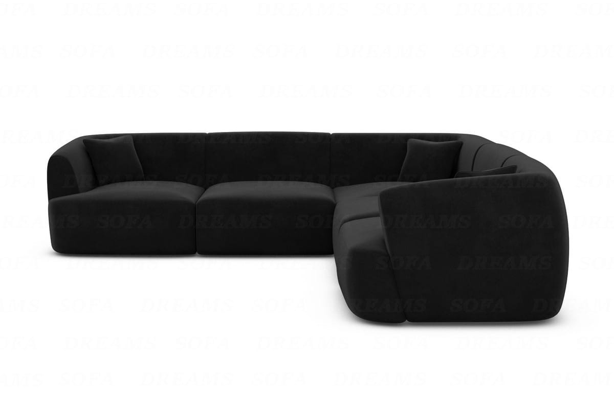 Stoff Ecksofa Tabarca L-Form Schwarz