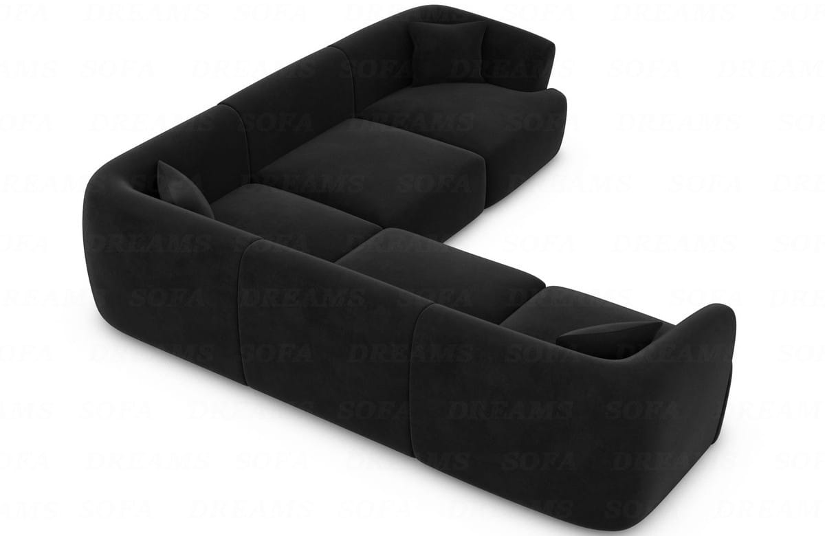 Stoff Ecksofa Tabarca L-Form Schwarz
