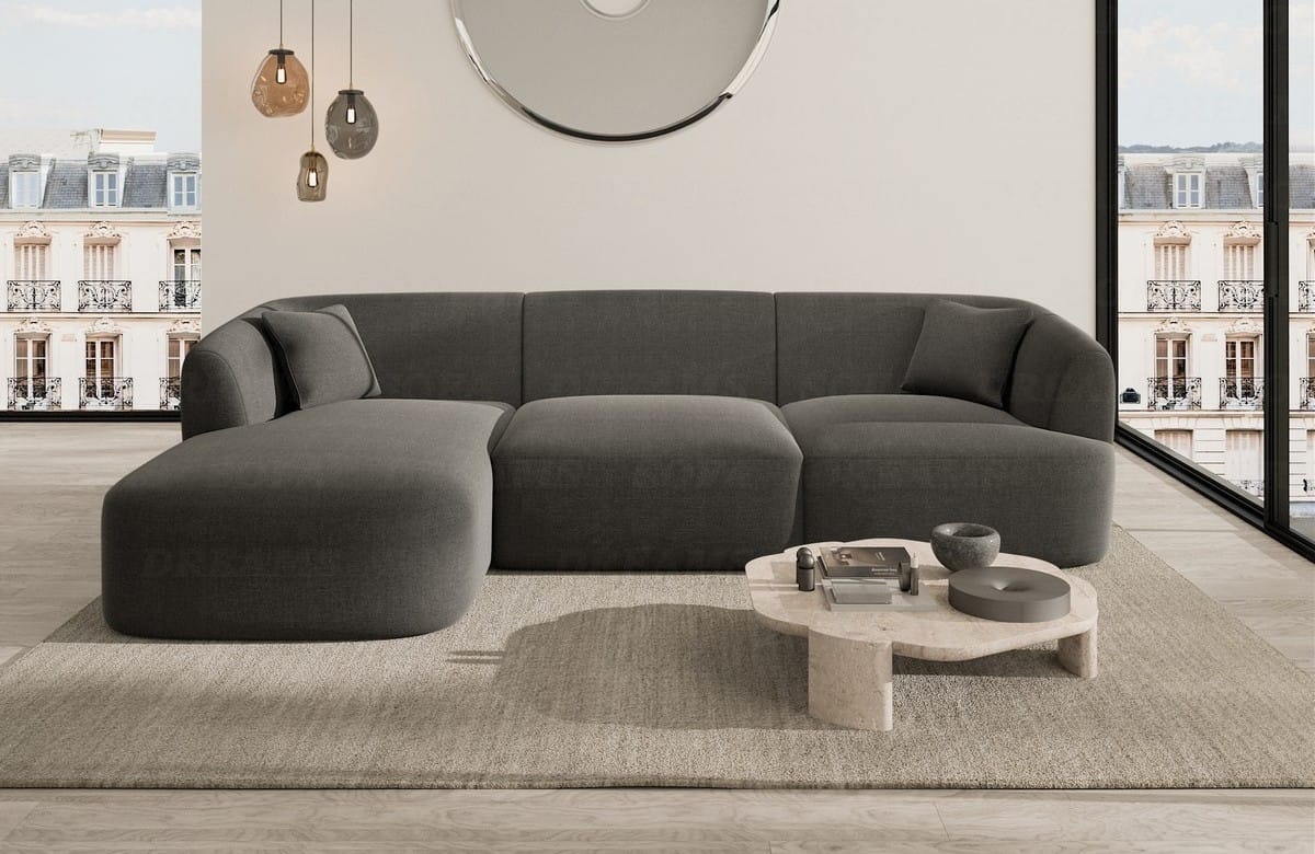 Ecksofa Tabarca L Form aus Stoff anthrazit