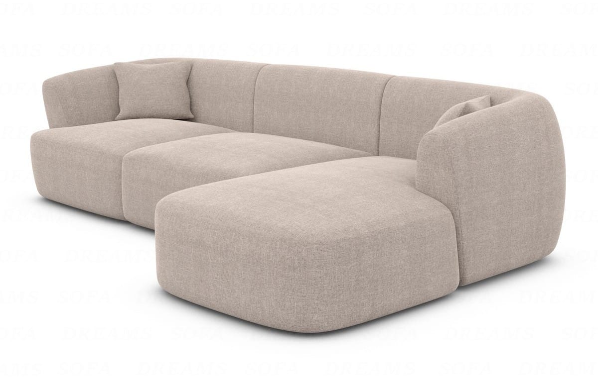 Stoff Ecksofa Tabarca L-Form Kurz Beige