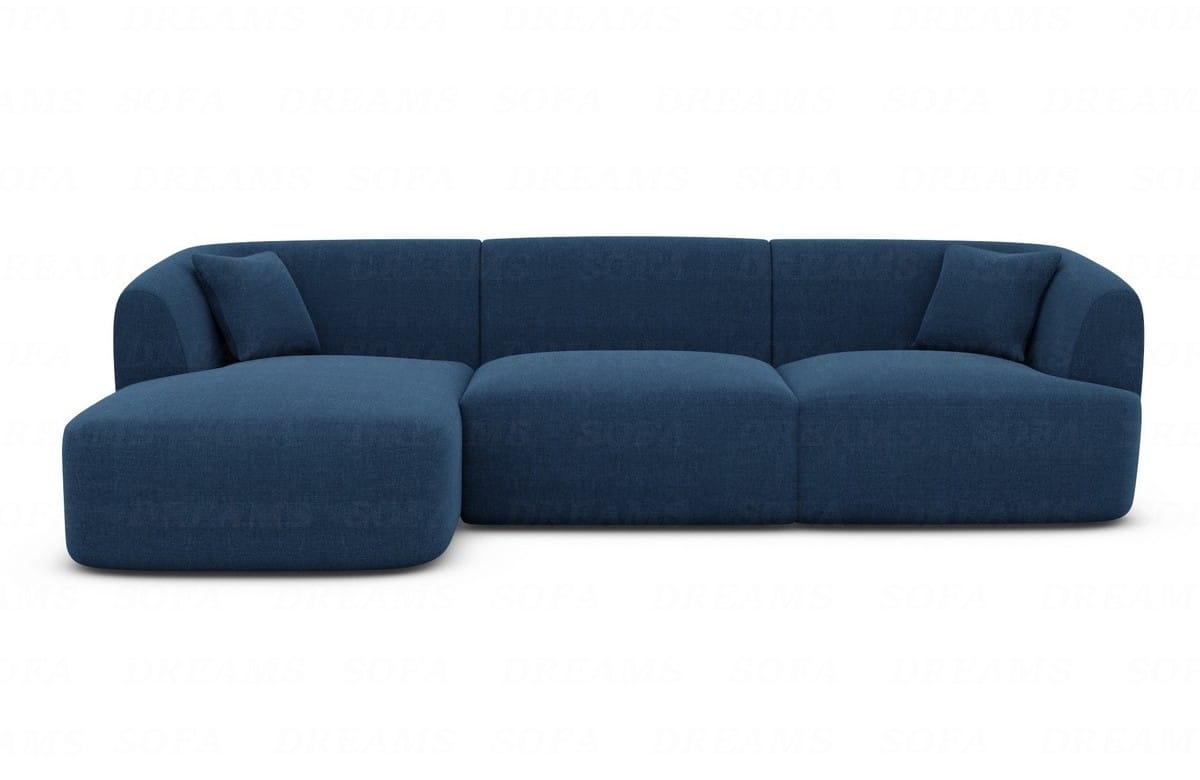 Stoff Ecksofa Tabarca L-Form Kurz Blau
