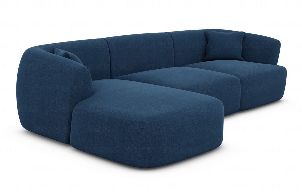 Stoff Ecksofa Tabarca L-Form Kurz Blau