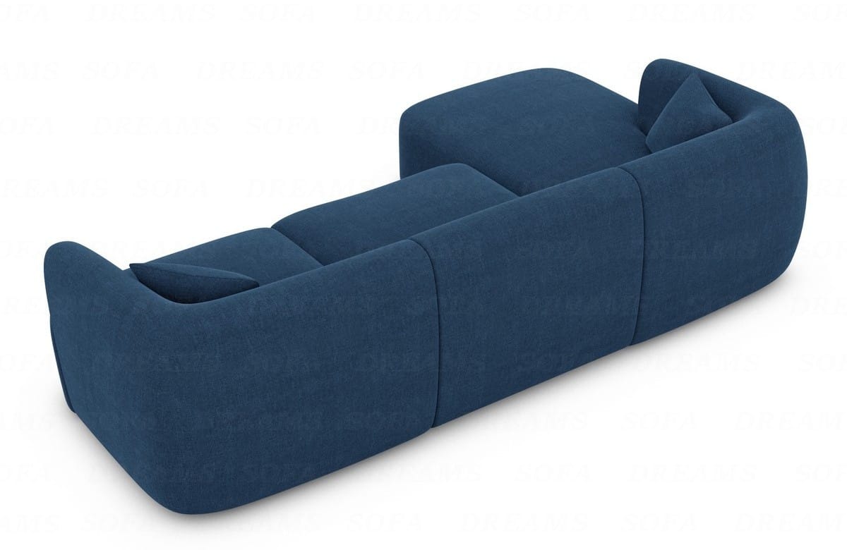 Stoff Ecksofa Tabarca L-Form Kurz Blau