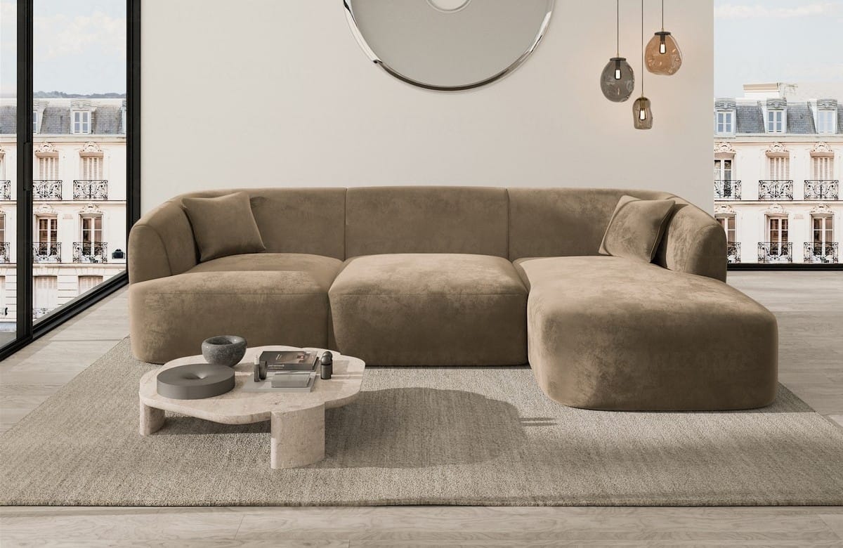 Ecksofa Tabarca L-Form aus Stoff Braun