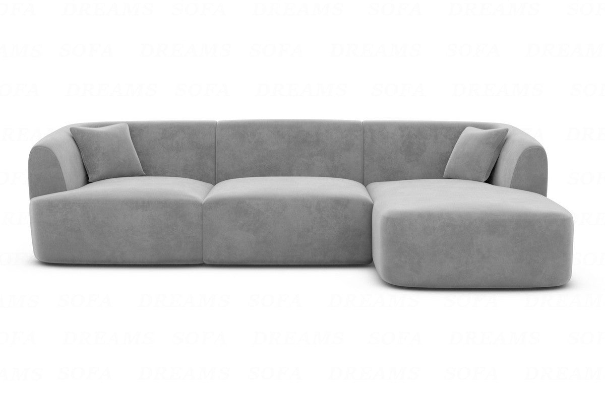 Stoff Ecksofa Tabarca L-Form Kurz Hellgrau