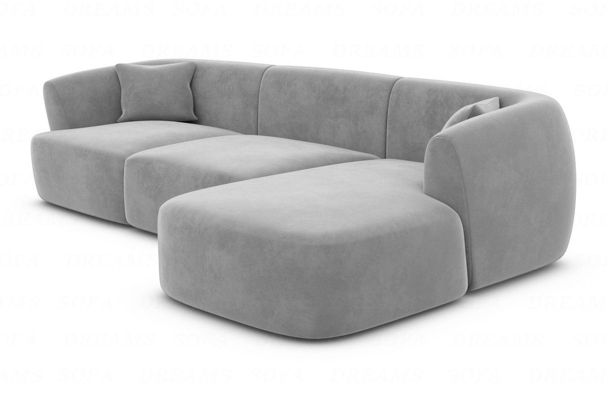 Stoff Ecksofa Tabarca L-Form Kurz Hellgrau