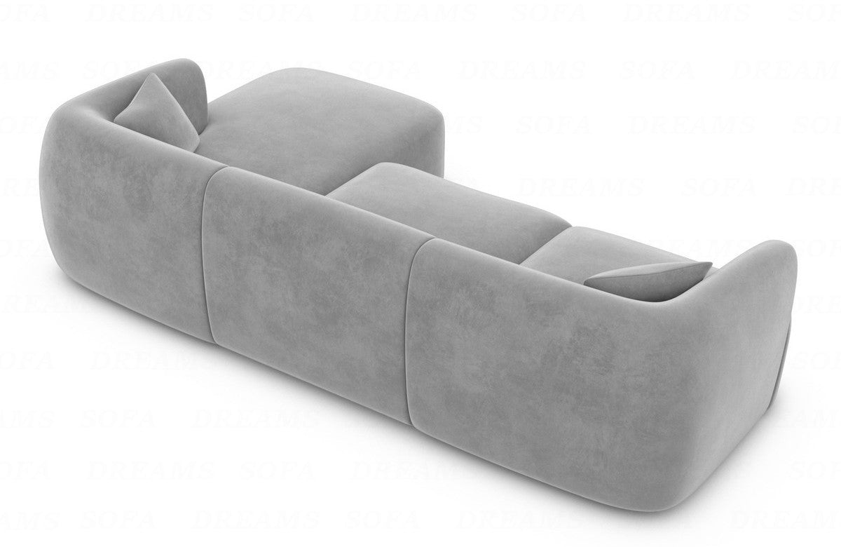 Stoff Ecksofa Tabarca L-Form Kurz Hellgrau