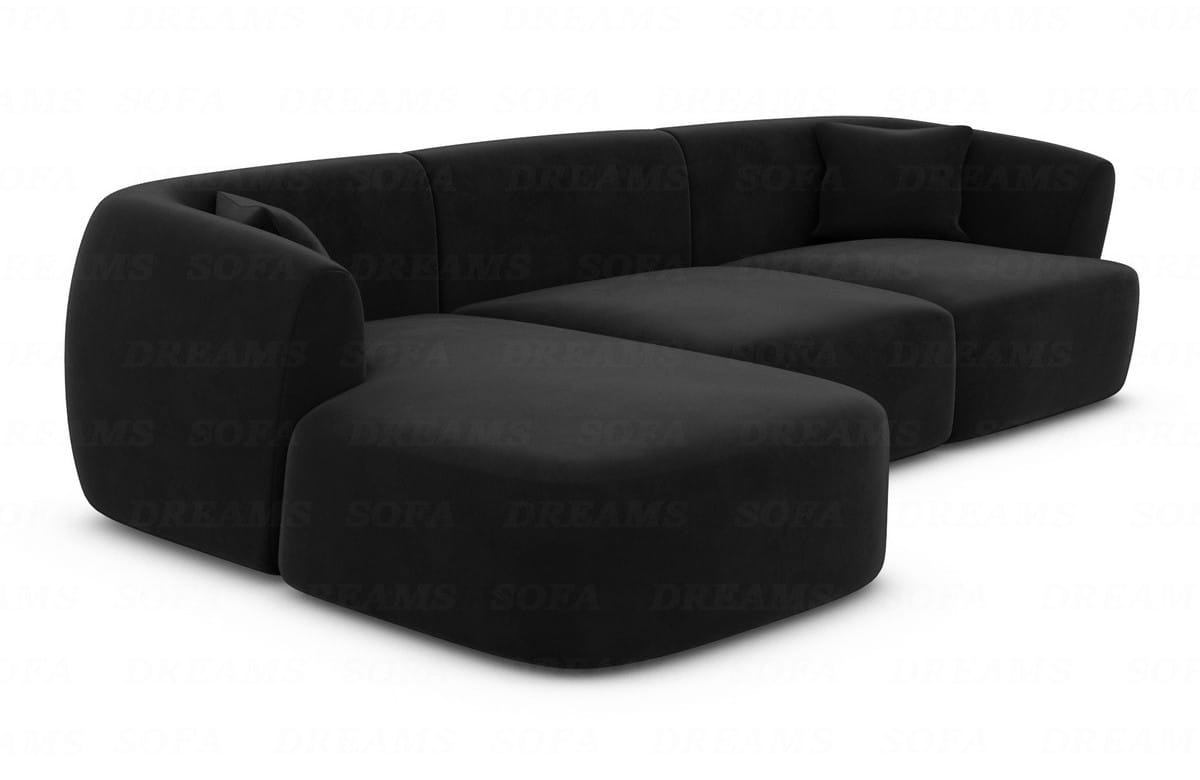 Couch Tabarca L Form Stoff Schwarz