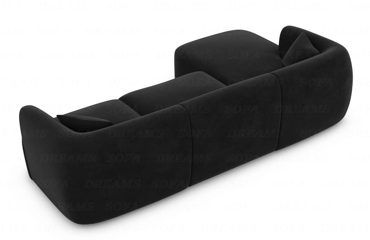 Couch Tabarca L Form Stoff Schwarz