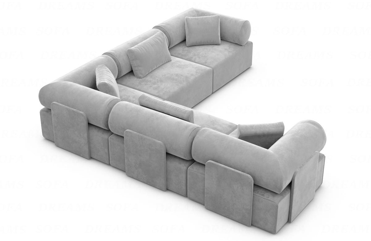 Ecksofa Laguardia L Form Stoff Hellgrau