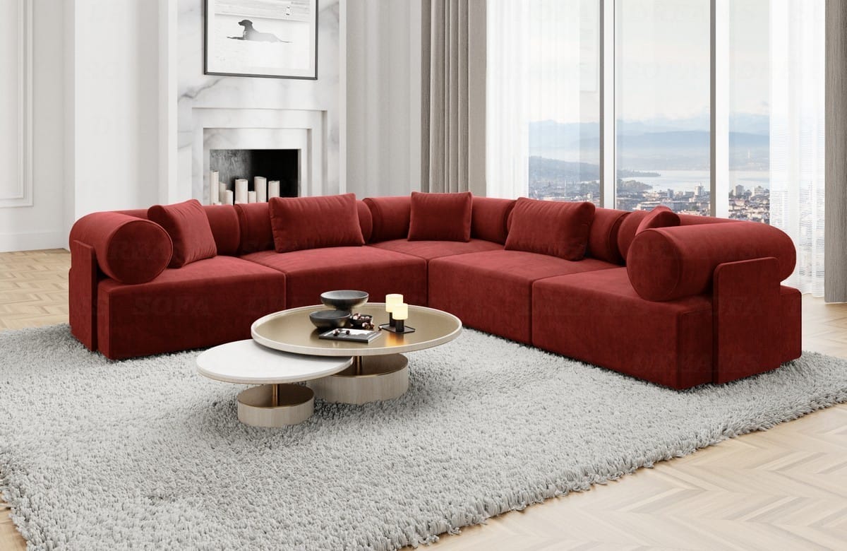 Ecksofa Laguardia L-Form Stoff Rot