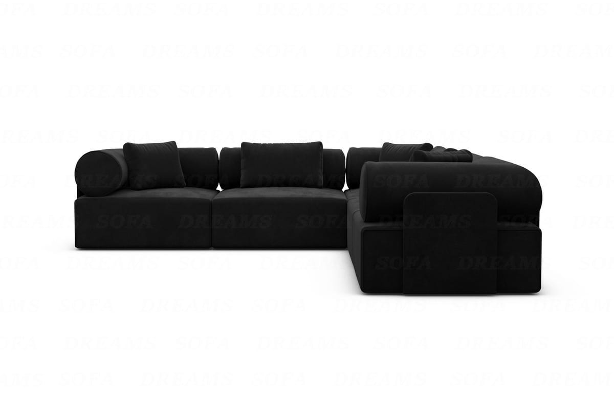 Ecksofa Laguardia L-Form Stoff Schwarz