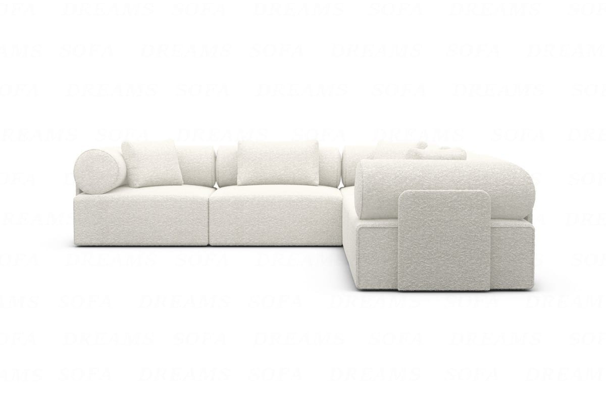 Ecksofa Laguardia L-Form aus Stoff Weiß