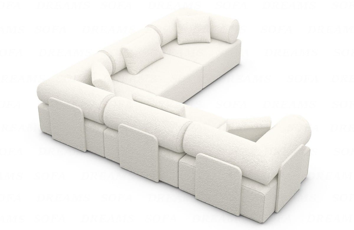 Ecksofa Laguardia L-Form aus Stoff Weiß