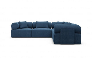 Ecksofa Laguardia L-Form aus Stoff Blau