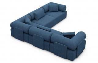 Ecksofa Laguardia L-Form aus Stoff Blau