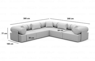 Ecksofa Laguardia L-Form aus Stoff Blau
