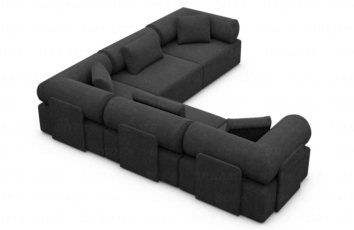 Ecksofa Laguardia L-Form Stoff Schwarz