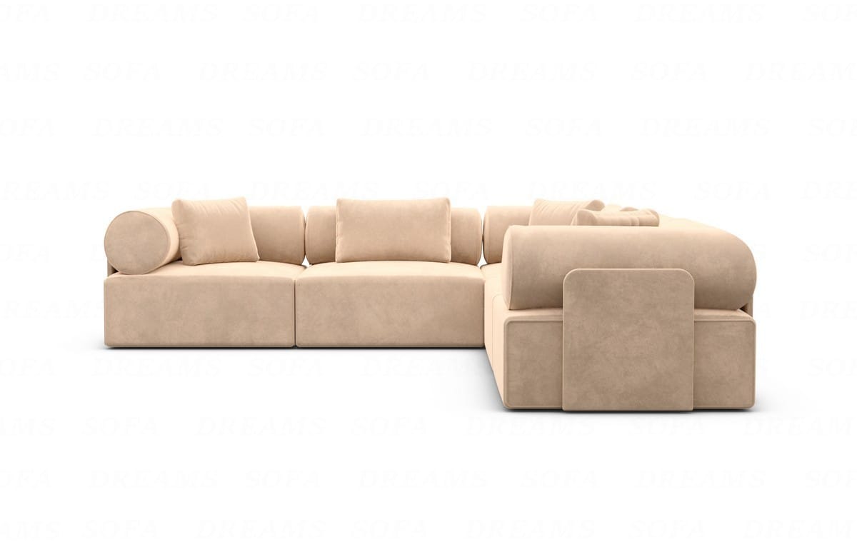 Ecksofa Laguardia L-Form aus Stoff Beige