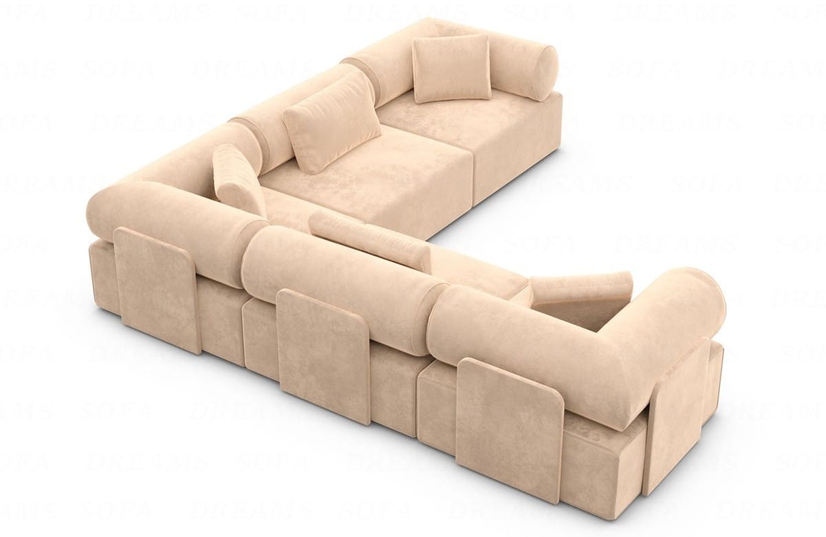 Ecksofa Laguardia L-Form aus Stoff Beige