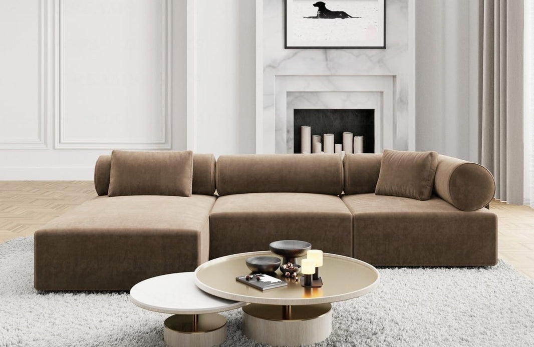 Couch Laguardia L Form in Stoff
