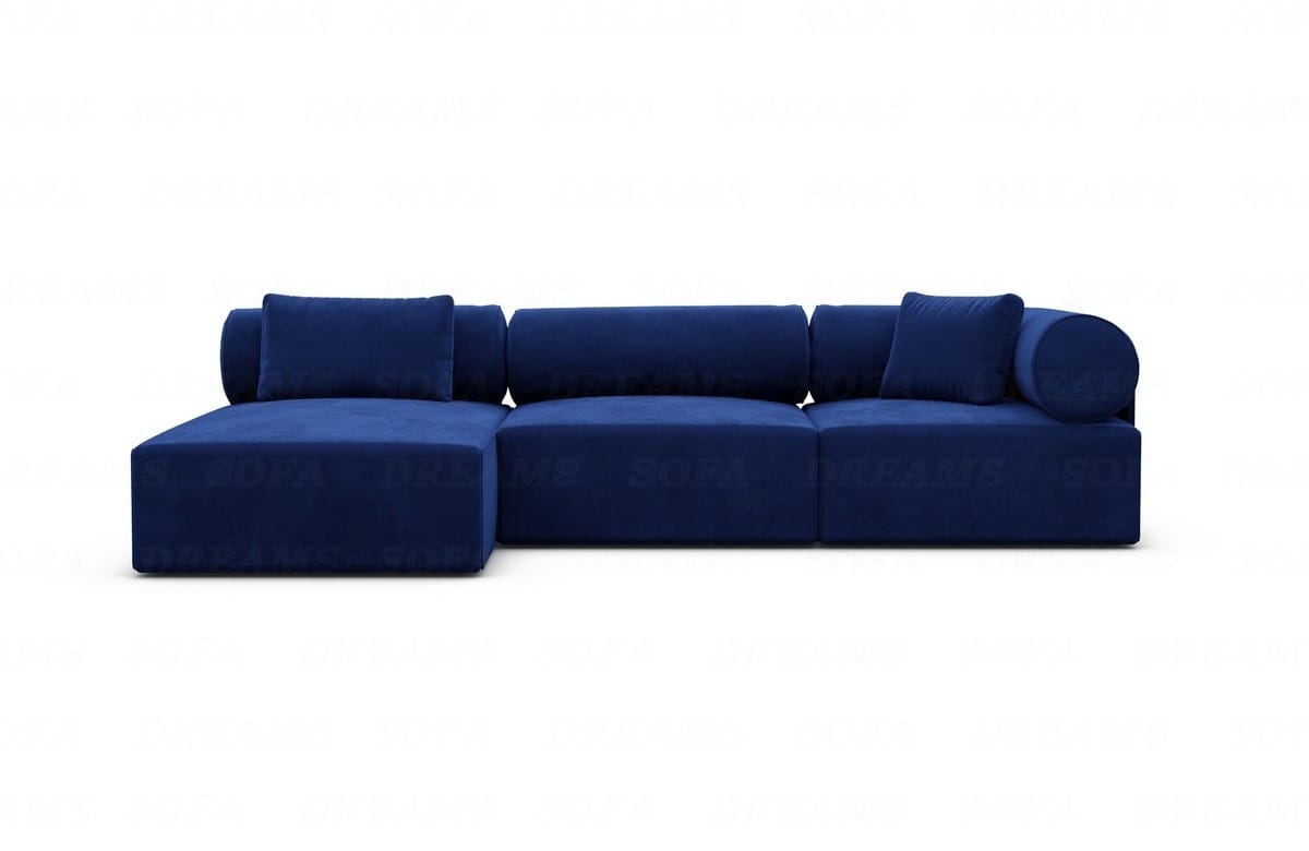 Couch Laguardia L Form in Samtstoff Dunkelblau